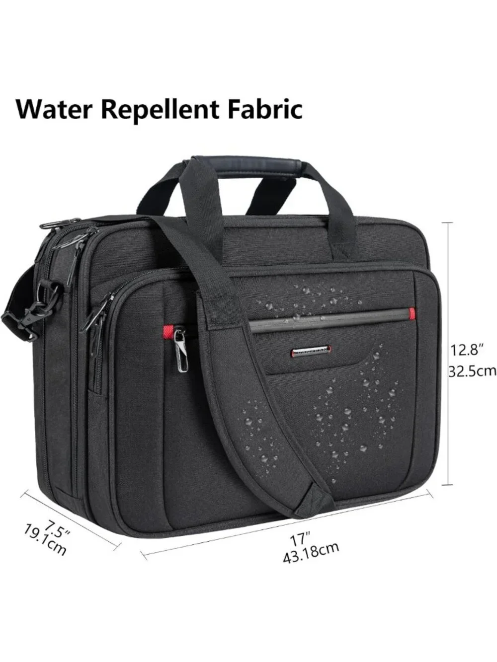 Expandable Waterproof Laptop Briefcase for Travel & Business - 17.3